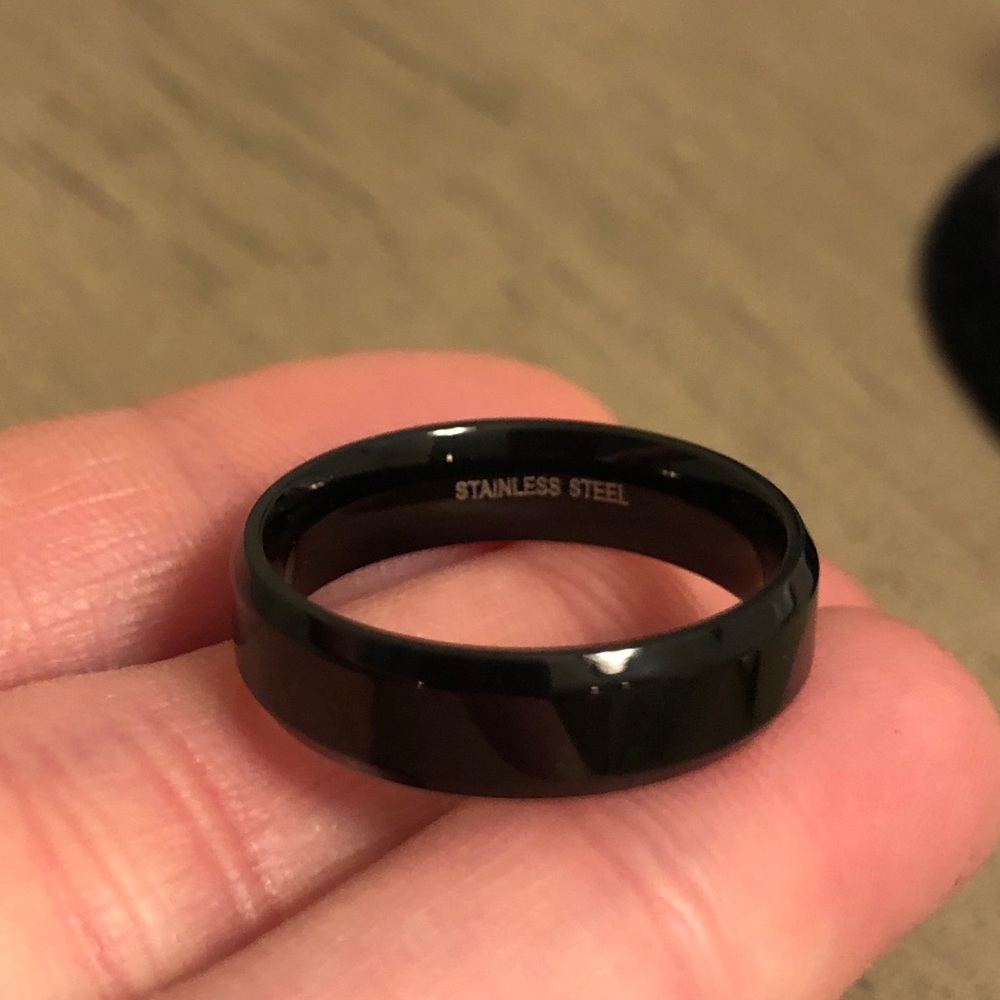 Black Stainless Steel Wedding Band Ring